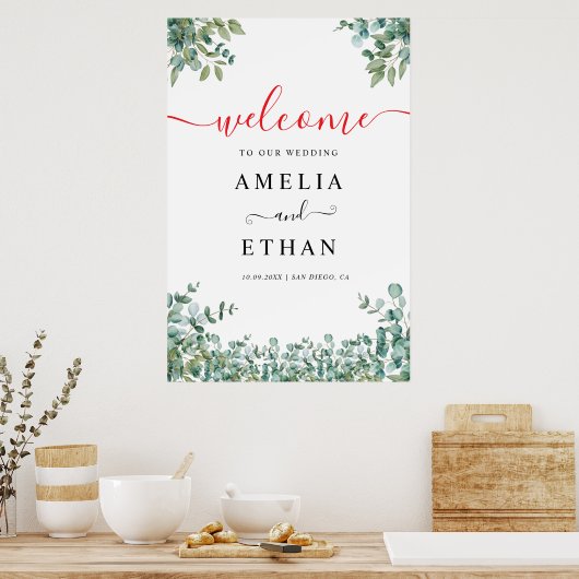 eucalyptus greenery wedding  poster (Keuken)