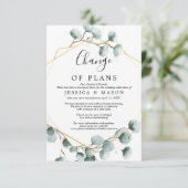 Eucalyptus Greenery Wedding Postponed Notice Kaart (Staand voorkant)