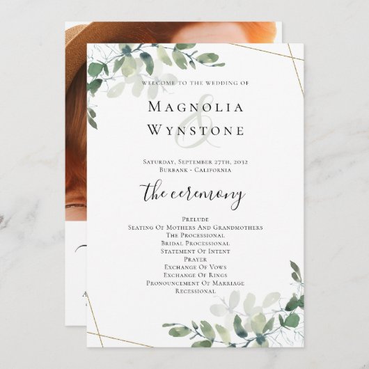 Eucalyptus Greenery Wedding Programmakaart (Voorkant / Achterkant)