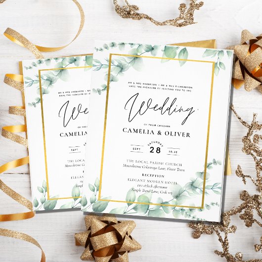 Eucalyptus Greenery Wedding QR CODE Moderne Budget Flyer