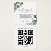 Eucalyptus Greenery Wedding QR Code RSVP Card Vierkante Visitekaartjes (Voorkant /achterkant)