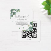 Eucalyptus Greenery Wedding QR Code RSVP Card Vierkante Visitekaartjes (Bureau)