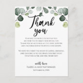 Eucalyptus Greenery Wedding Reception Kaart (Voorkant)