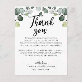 Eucalyptus Greenery Wedding Reception Kaart