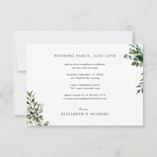 Eucalyptus Greenery Wedding Reception slechts Tuss Kaart (Voorkant)