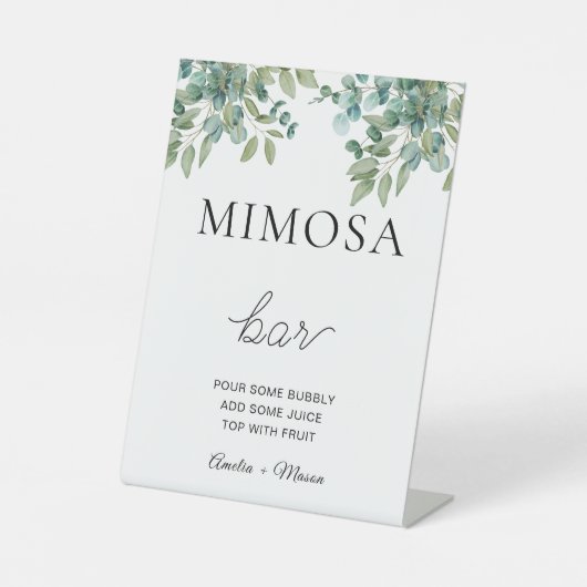 eucalyptus greenery wedding reclamebord met voetstuk (Voorkant)
