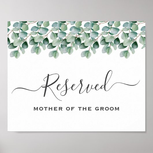 Eucalyptus Greenery  Wedding reserved sign Poster (Voorkant)