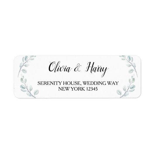 Eucalyptus Greenery Wedding Return Address Labels (Voorkant)