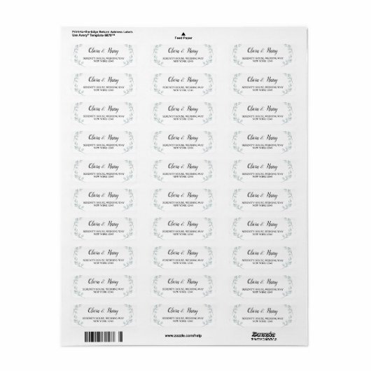 Eucalyptus Greenery Wedding Return Address Labels (Full Sheet)