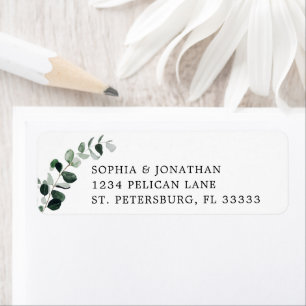 Eucalyptus Greenery Wedding Return-adres Etiket