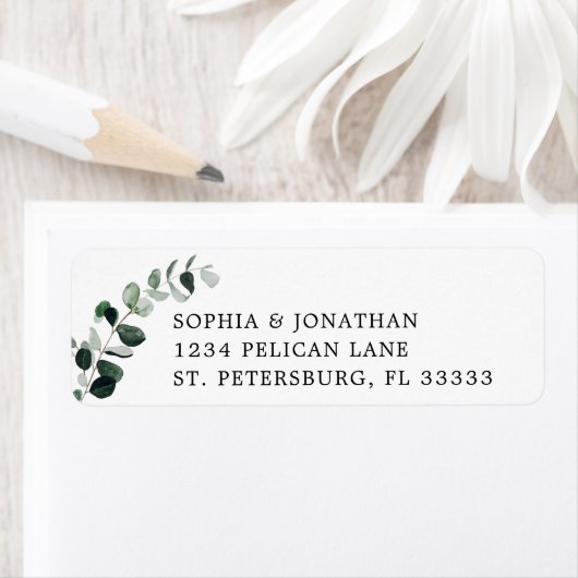 Eucalyptus Greenery Wedding Return-adres Etiket (Insitu)