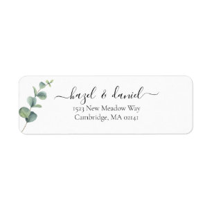 Eucalyptus Greenery Wedding Return-adres Etiket