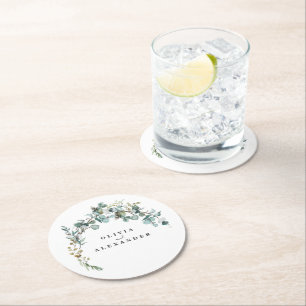 Eucalyptus Greenery Wedding Ronde Kartonnen Onderzetter