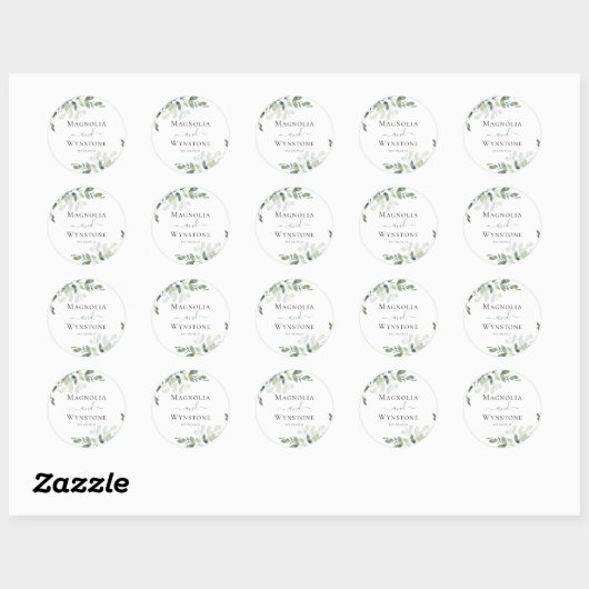 Eucalyptus Greenery Wedding Ronde Sticker (Vel)