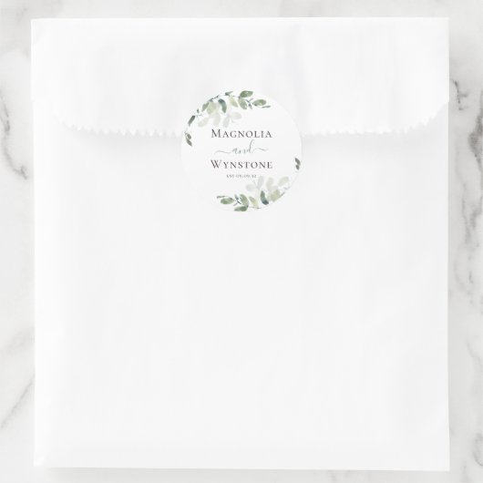 Eucalyptus Greenery Wedding Ronde Sticker (Tas)
