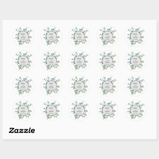 eucalyptus greenery wedding ronde sticker (Vel)
