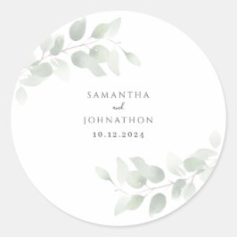 Eucalyptus Greenery Wedding Ronde Sticker