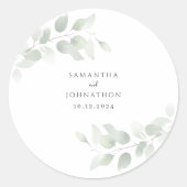 Eucalyptus Greenery Wedding Ronde Sticker (Voorkant)