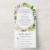 Eucalyptus Greenery Wedding Roos Gold Pink All In One Uitnodiging (Binnen)