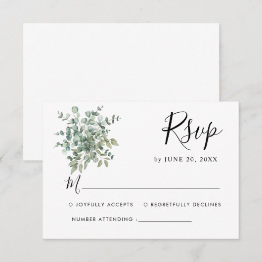 Eucalyptus Greenery Wedding RSVP (Voorkant / Achterkant)