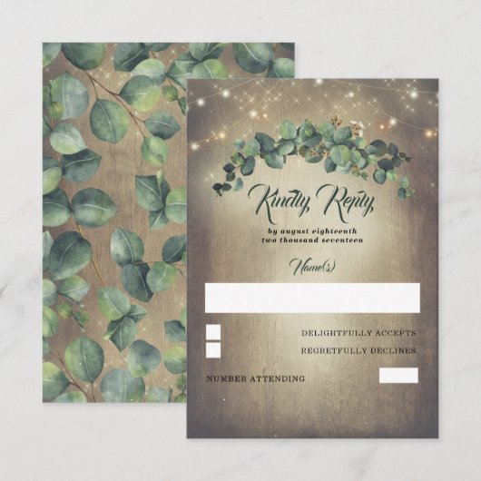 Eucalyptus Greenery Wedding RSVP (Voorkant / Achterkant)