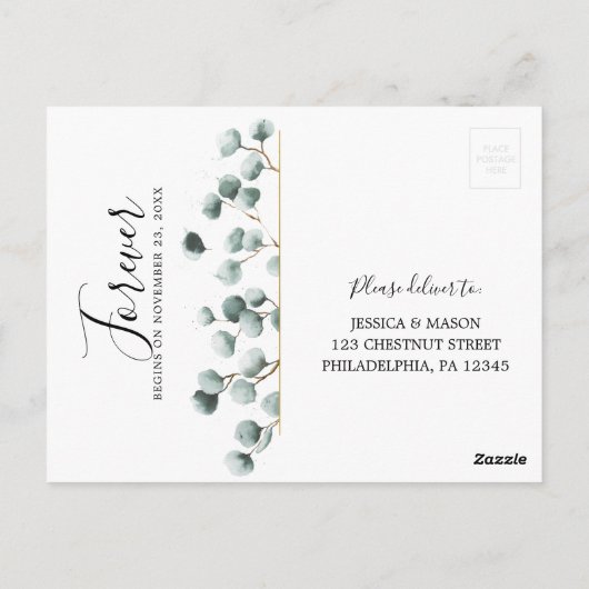 Eucalyptus Greenery Wedding RSVP Briefkaart (Achterkant)