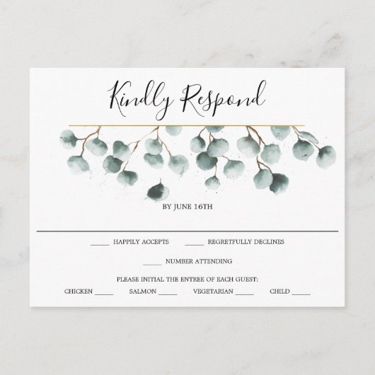 Eucalyptus Greenery Wedding RSVP Briefkaart (Voorkant)
