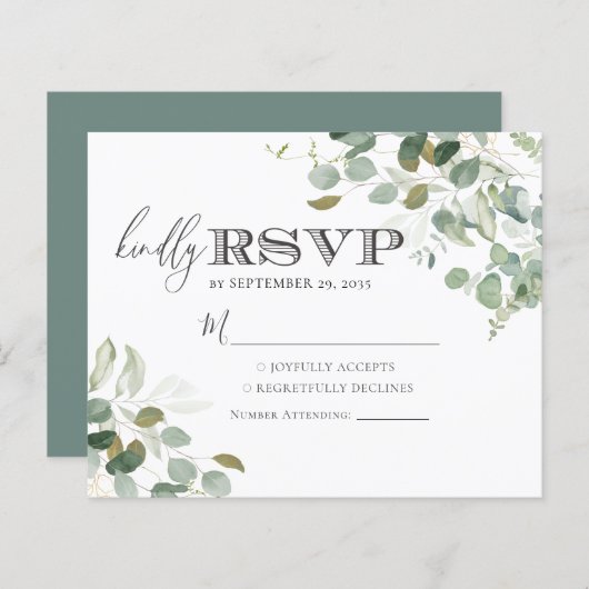 Eucalyptus Greenery Wedding RSVP-kaart (Voorkant / Achterkant)