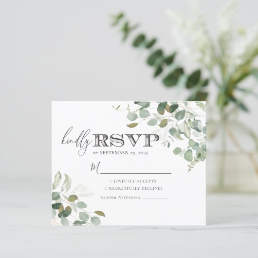 Eucalyptus Greenery Wedding RSVP-kaart (Staand voorkant)