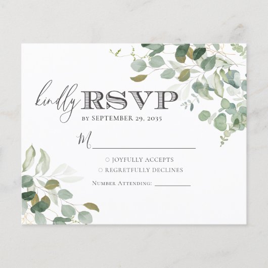Eucalyptus Greenery Wedding RSVP-kaart (Voorkant)