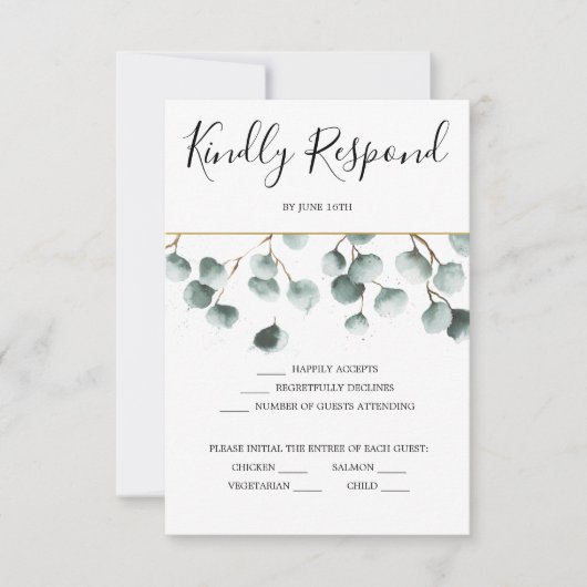 Eucalyptus Greenery Wedding RSVP-kaart Kaart (Voorkant)
