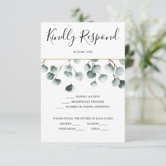 Eucalyptus Greenery Wedding RSVP-kaart Kaart (Staand voorkant)