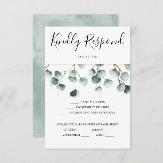 Eucalyptus Greenery Wedding RSVP-kaart Kaart (Voorkant / Achterkant)