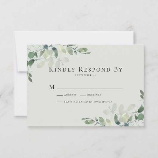 Eucalyptus Greenery Wedding RSVP-kaart Notitiekaartje (Voorkant)