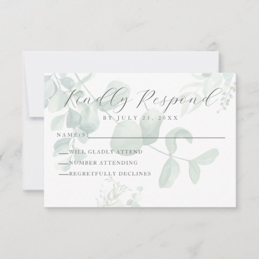 Eucalyptus Greenery Wedding RSVP-kaart RSVP Kaartje (Voorkant)