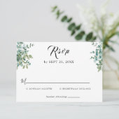 eucalyptus greenery wedding RSVP kaartje (Staand voorkant)