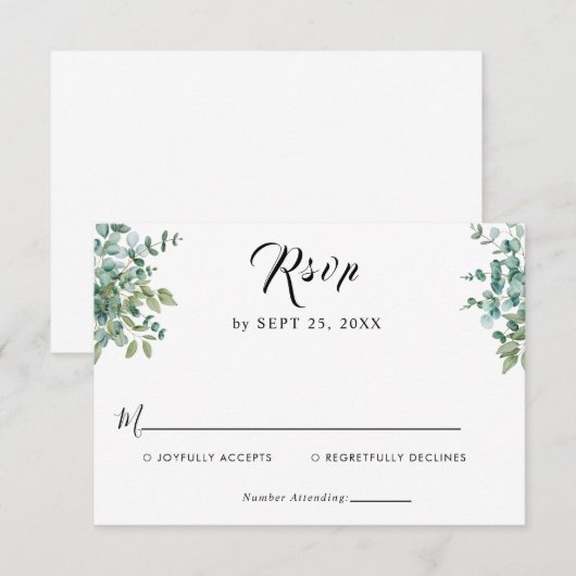 eucalyptus greenery wedding RSVP kaartje (Voorkant / Achterkant)