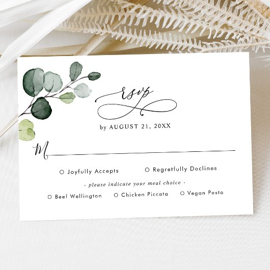 Eucalyptus Greenery Wedding Rsvp met maaltijdoptie