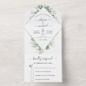 Eucalyptus Greenery Wedding Sage Green All In One Uitnodiging (Binnen)