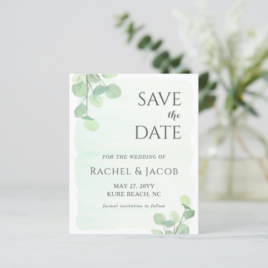 Eucalyptus Greenery Wedding Save the Date (Staand voorkant)