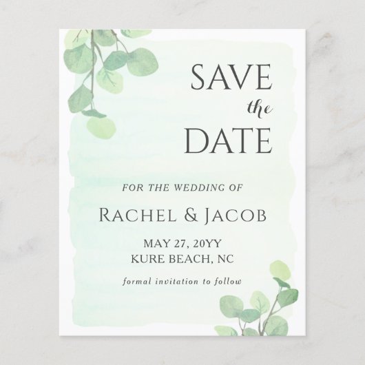 Eucalyptus Greenery Wedding Save the Date (Voorkant)
