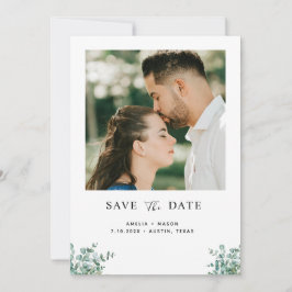 eucalyptus greenery wedding save the date