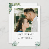 eucalyptus greenery wedding save the date (Voorkant / Achterkant)