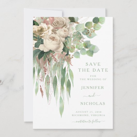 Eucalyptus Greenery Wedding Save The Date (Voorkant)