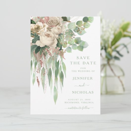 Eucalyptus Greenery Wedding Save The Date (Staand voorkant)