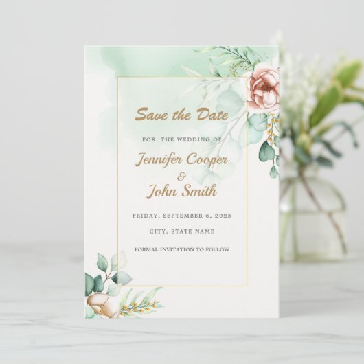 Eucalyptus Greenery Wedding Save the Date (Staand voorkant)