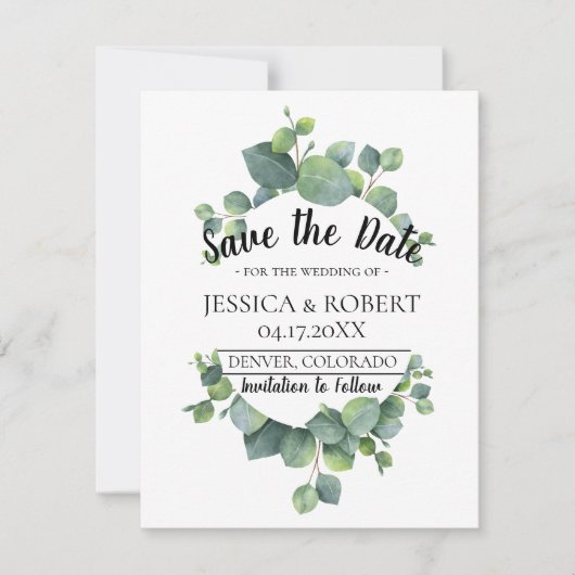 Eucalyptus Greenery Wedding Save the Date (Voorkant)