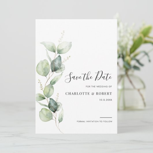 Eucalyptus Greenery Wedding Save The Date (Staand voorkant)