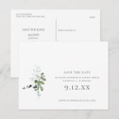Eucalyptus Greenery Wedding Save the Date Aankondigingskaart (Voorkant / Achterkant)
