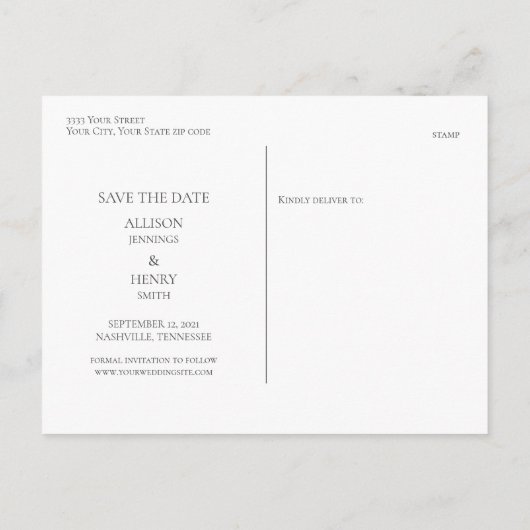 Eucalyptus Greenery Wedding Save the Date Aankondigingskaart (Achterkant)
